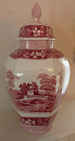 pink spode ginger jar