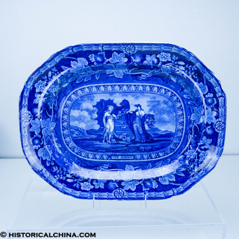 Arms of New Jersey Blue Historical Staffordshire Platter