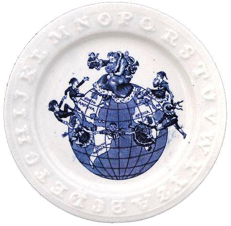 Father Christmas:  Children’s Plate by Charles Allerton & Sons, 1832-42, TCC DB 8564.