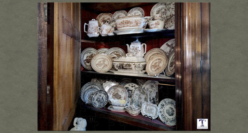 A Cabinet of Aesthetic Movement Transferware