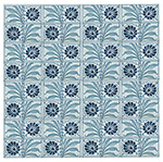 Quartered Blue Flowers and Leaves Tile