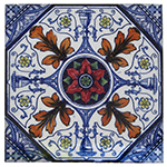 Red Flowers and Blue Urns Tile